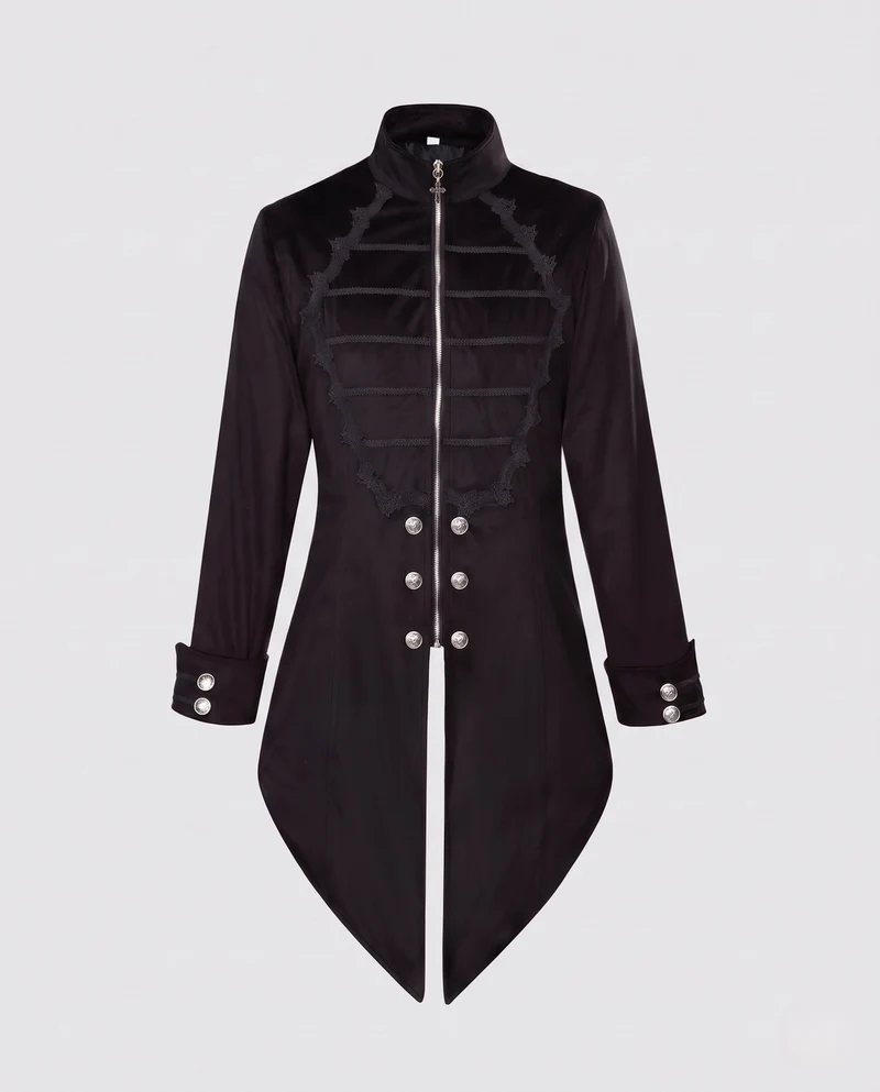 Damen Eleganter Gothic-Mantel mit Dekorativen Knöpfen und Stilvollen Akzenten Nord Taschen