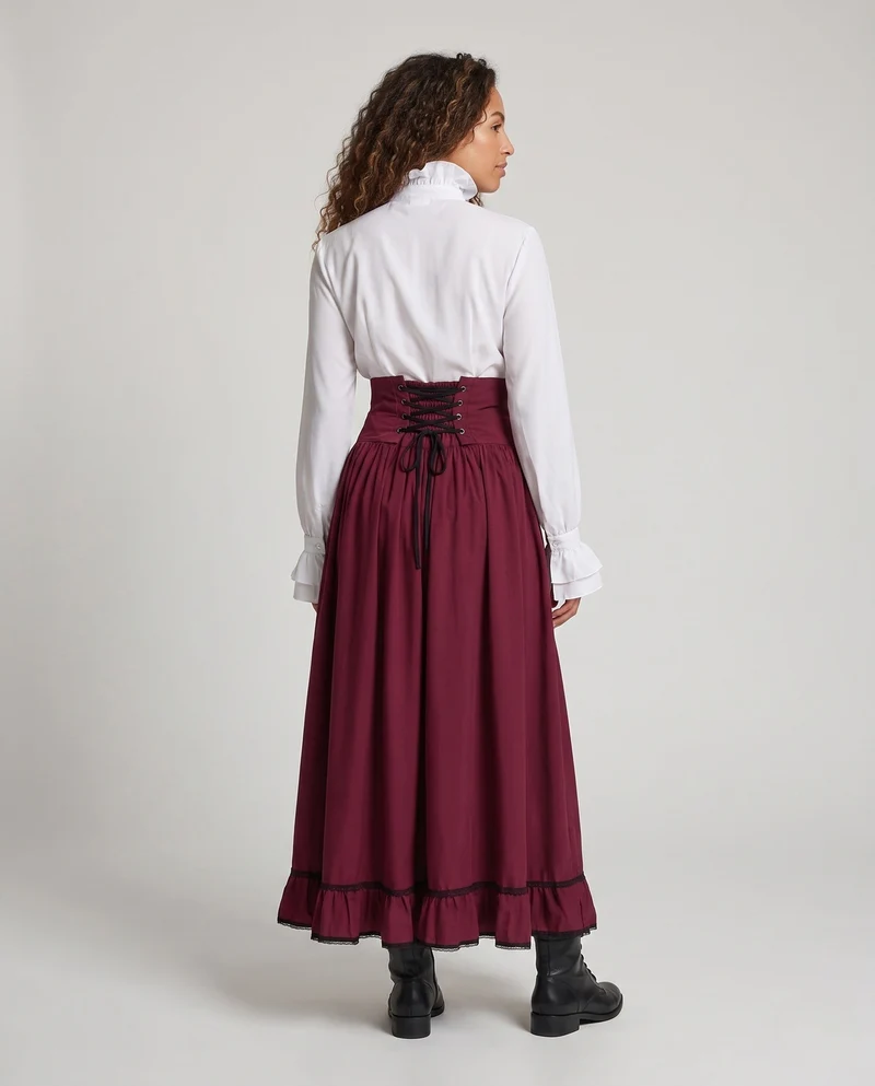 Damen Eleganter Maxi-Rock mit Schnürung und Beinschlitz Nord Taschen