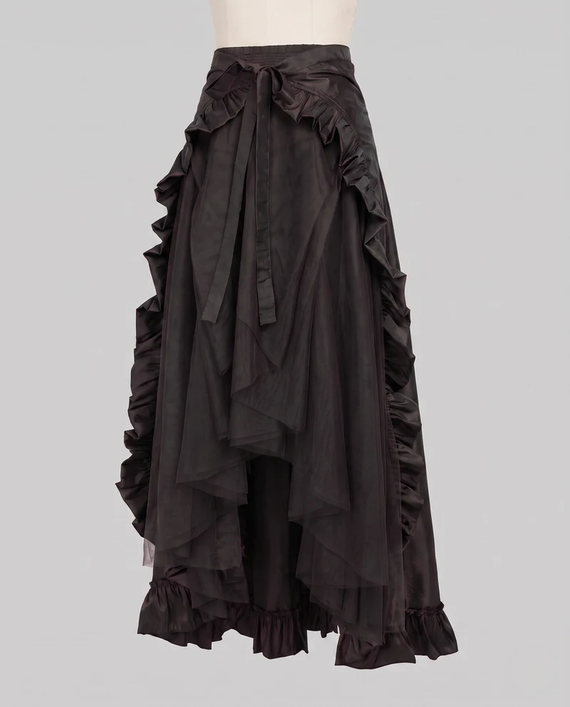 Damen Elegante Rüschenschürze mit High-Low Saum Nord Taschen