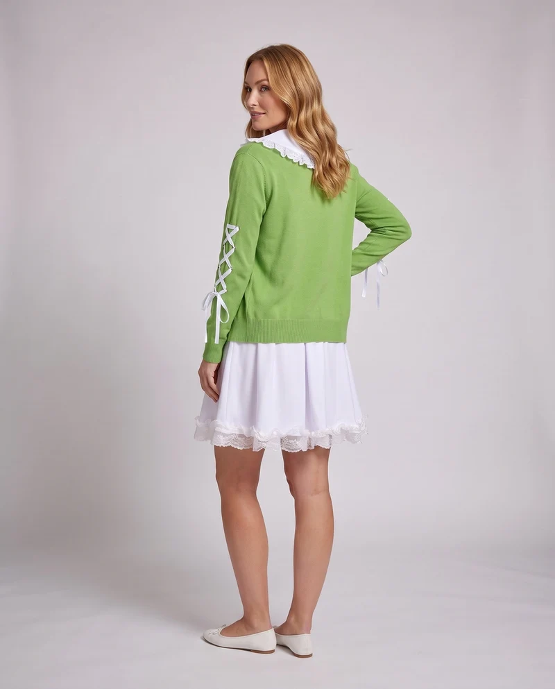 Frauen Sweetheart Kleid mit elegantem Cardigan und passenden Accessoires Nord Taschen
