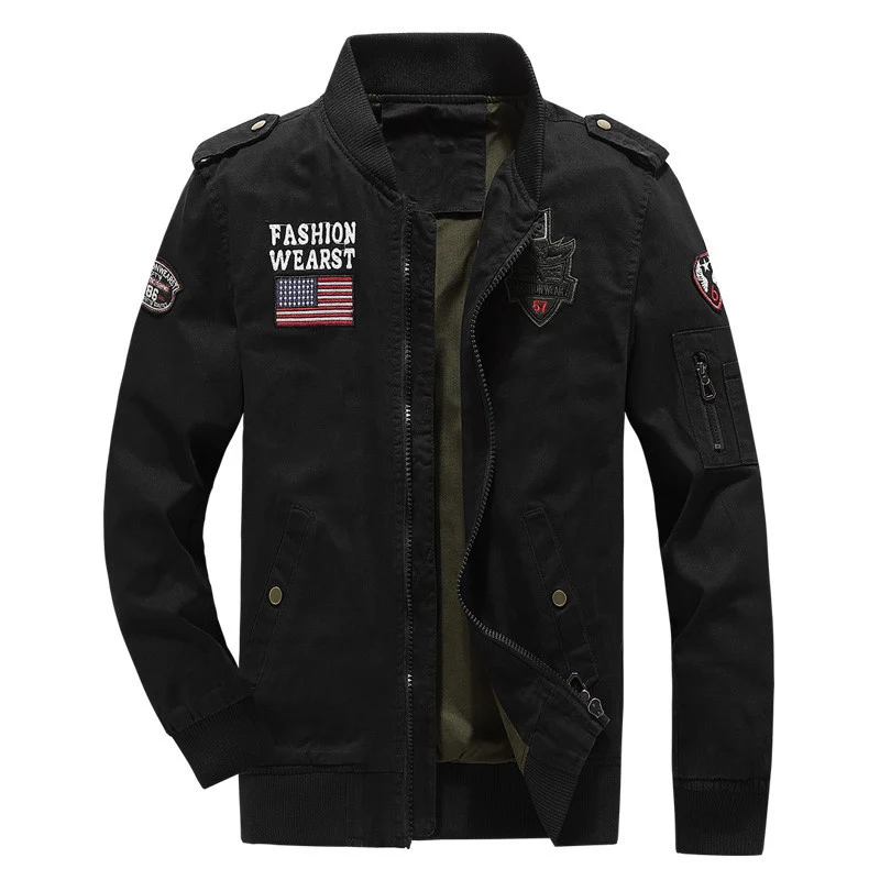 Herren Canvas-Field-Bomberjacke mit bestickten Patches und Ärmel-Utilitytasche Nord Taschen