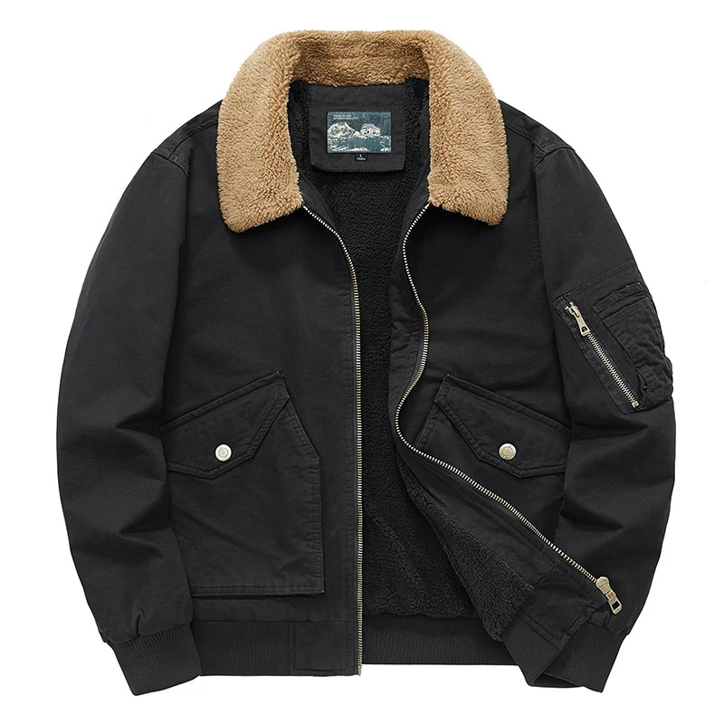Herren Canvas-Feldjacke mit Teddykragen, wärmender Fütterung und Utility-Taschen Nord Taschen
