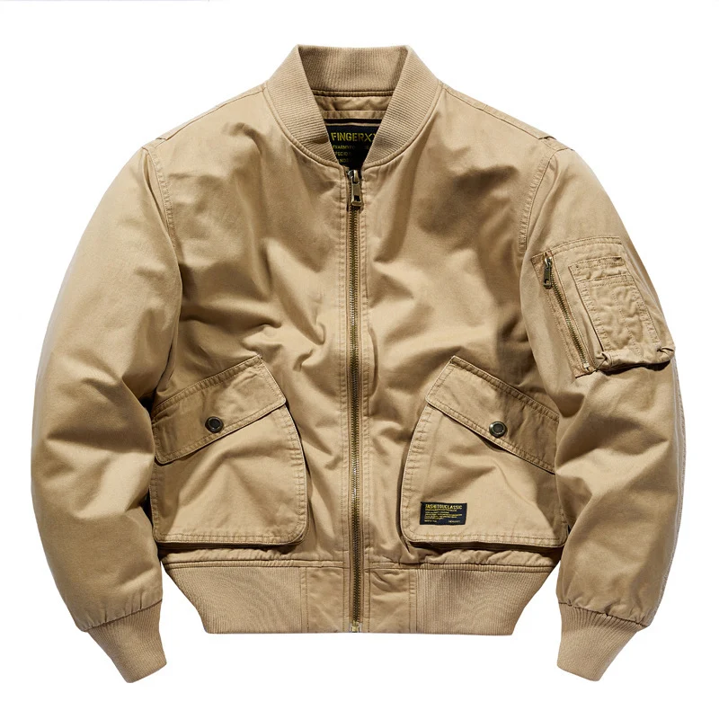 Herren Canvas-Bomberjacke im Utility-Stil mit Ärmeltasche und großem Klappen-Taschen-Design Nord Taschen