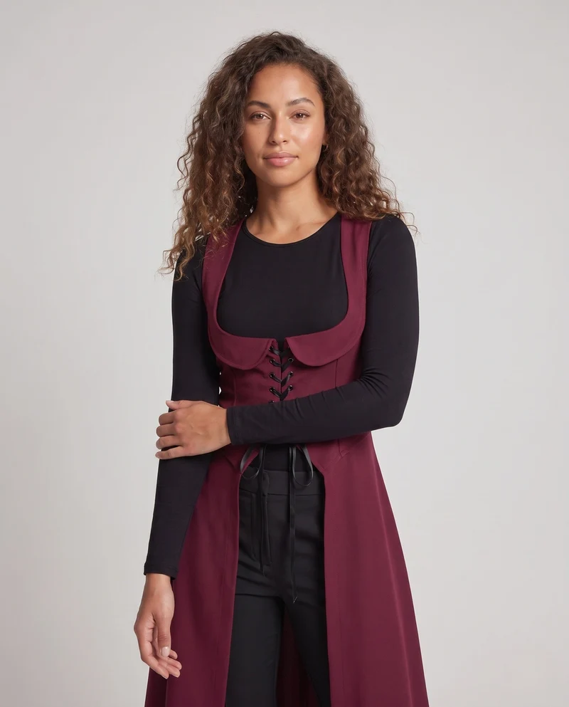 Damen Elegantes Kleid mit Schnürung und asymmetrischem Saum Nord Taschen