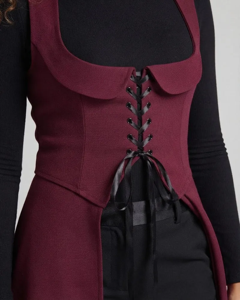 Damen Elegantes Kleid mit Schnürung und asymmetrischem Saum Nord Taschen