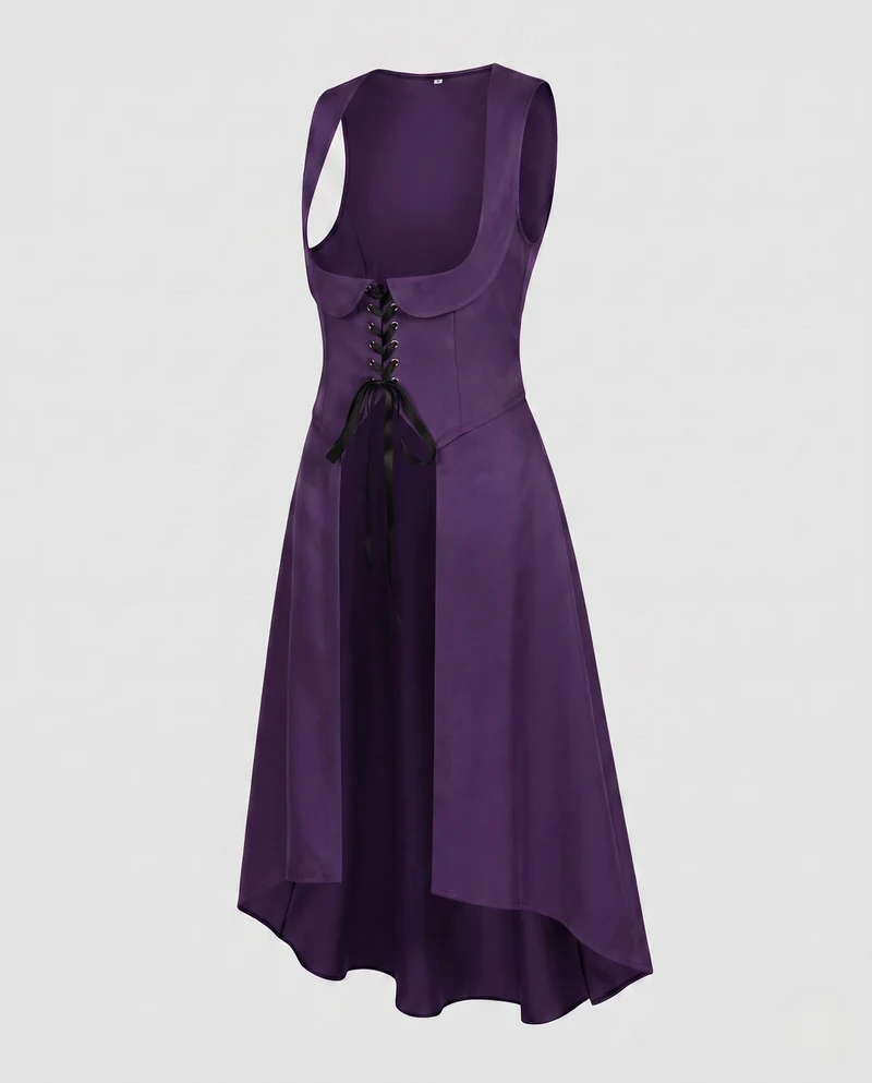 Damen Elegantes Kleid mit Schnürung und asymmetrischem Saum Nord Taschen