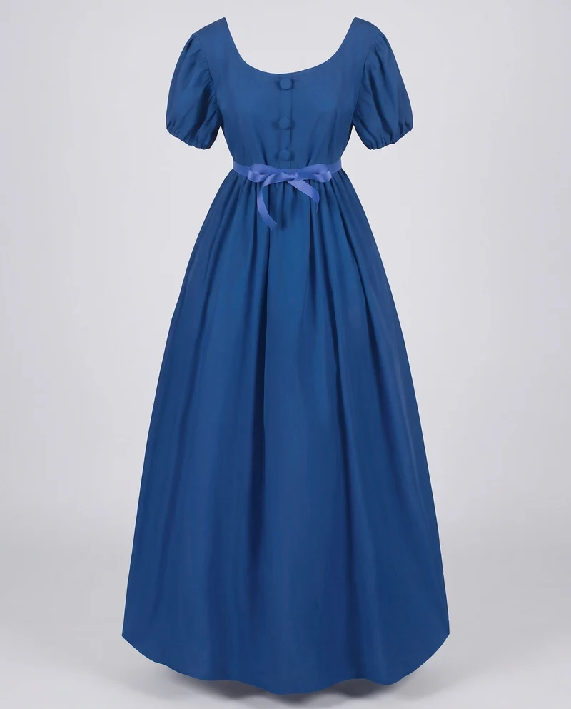 Frauen Elegantes Maxikleid mit Puffärmeln und Taillengürtel Nord Taschen