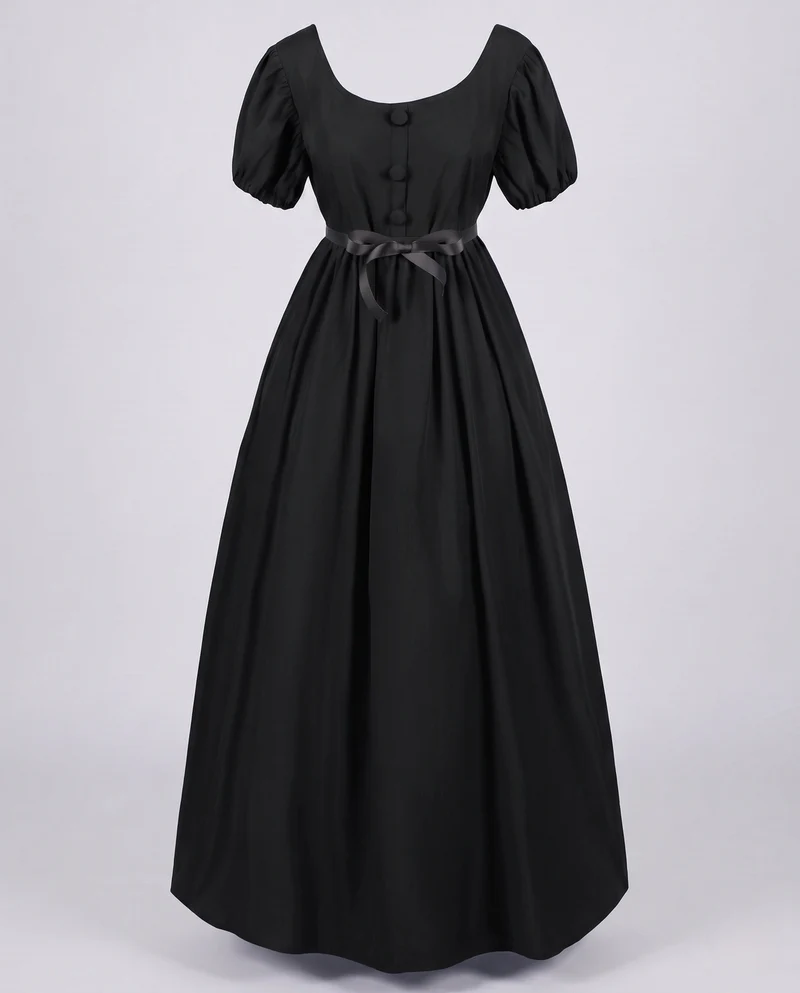 Frauen Elegantes Maxikleid mit Puffärmeln und Taillengürtel Nord Taschen