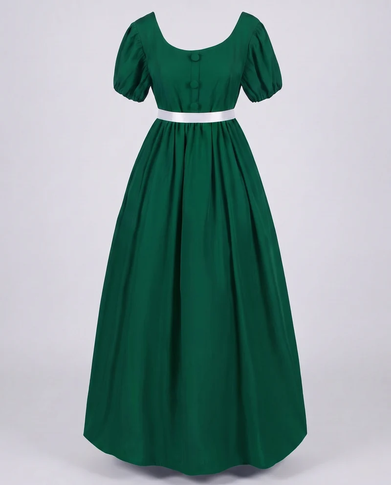 Frauen Elegantes Maxikleid mit Puffärmeln und Taillengürtel Nord Taschen