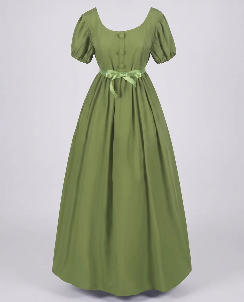 Frauen Elegantes Maxikleid mit Puffärmeln und Taillengürtel Nord Taschen