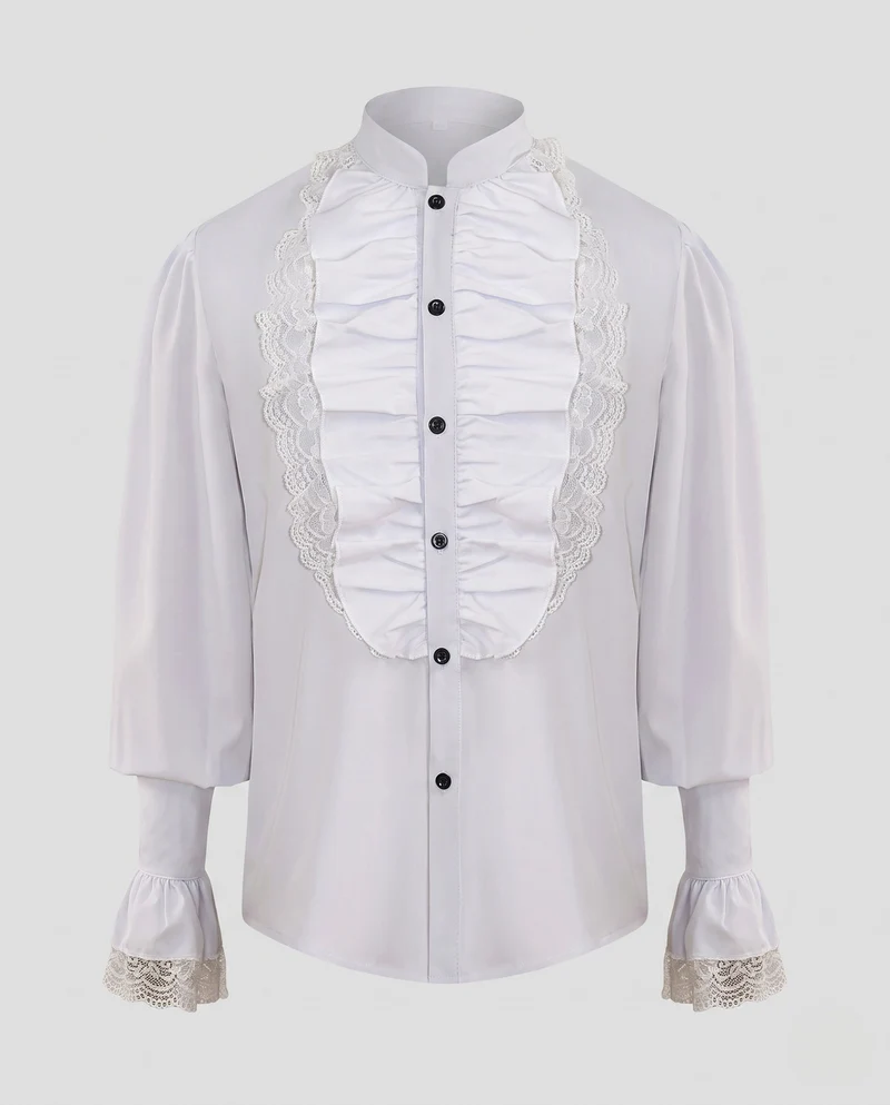 Damen Elegantes Rüschenshirt mit dekorativen Spitzen-Ausschnitten Nord Taschen