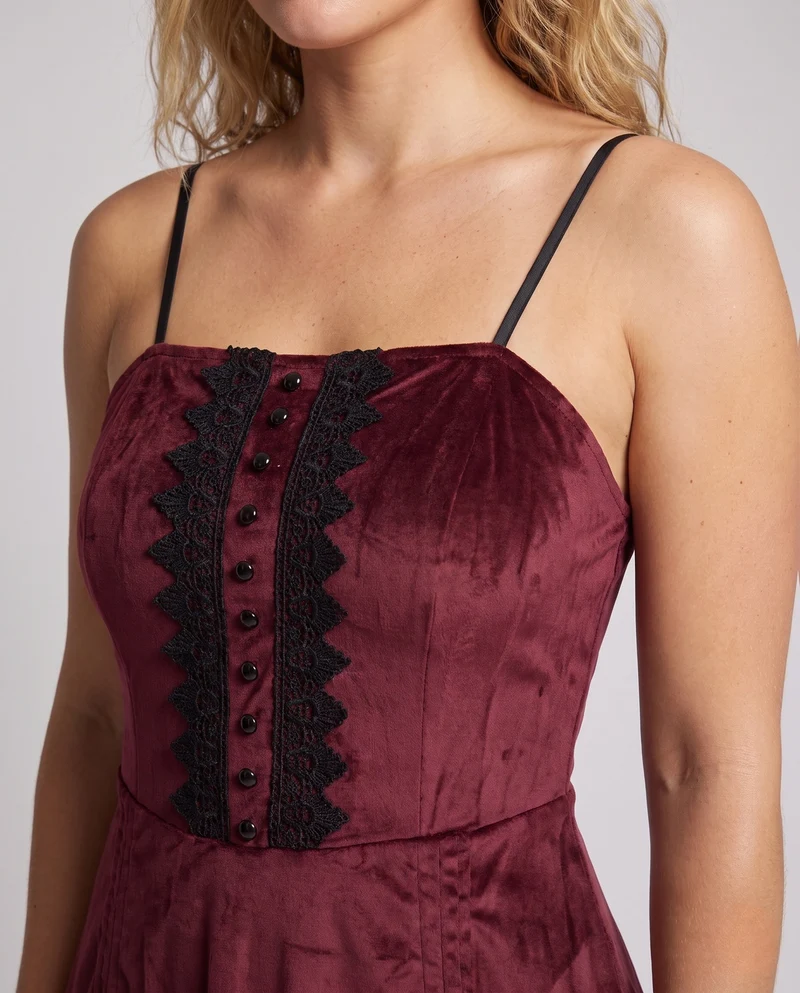 Frauen Vampir-inspiriertes Kostümkleid mit durchsichtiger Tüllschicht und Rüschendetails Nord Taschen