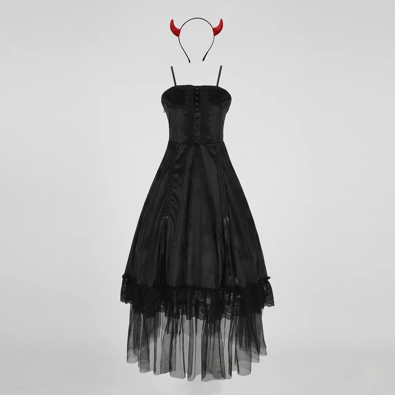 Frauen Vampir-inspiriertes Kostümkleid mit durchsichtiger Tüllschicht und Rüschendetails Nord Taschen