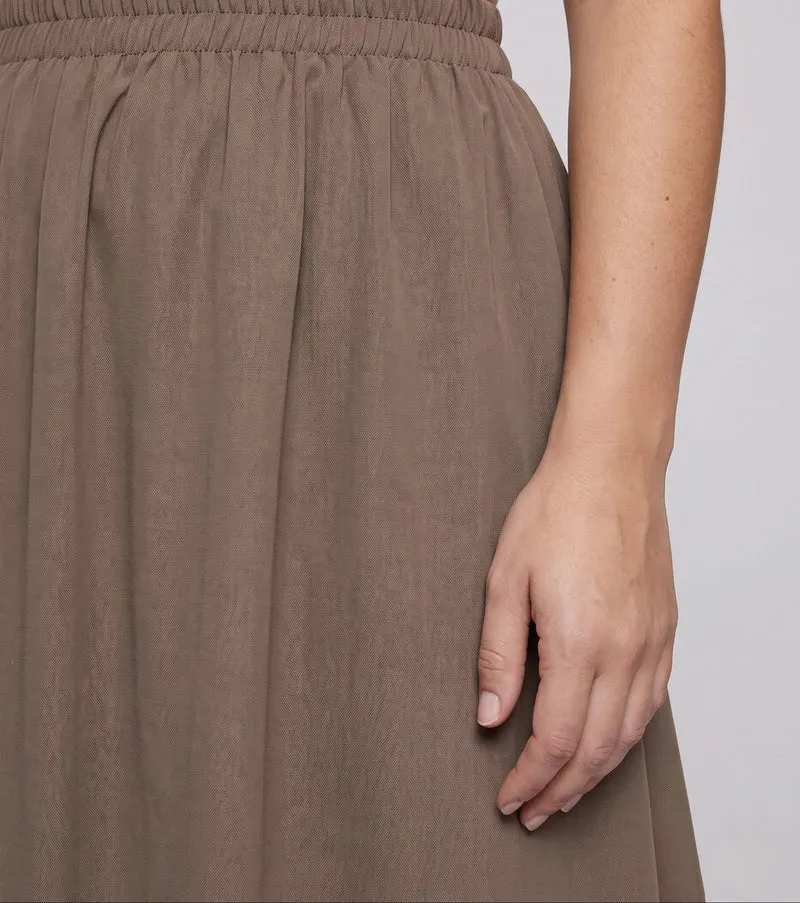 Damen knöchellange Maxi-Rock mit voluminösen Lagen und elastischem Bund Nord Taschen