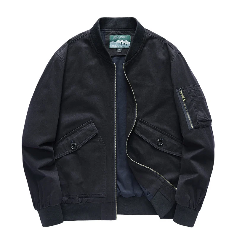 Herren Canvas-Bomberjacke im Utility-Fieldstil mit Ärmeltasche, Pattentaschen und geripptem Bund Nord Taschen