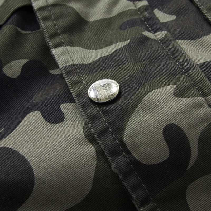 Herren Camouflage Fieldjacke mit Kapuze, Multifunktionalen Außentaschen und Kordzug-Taille Nord Taschen