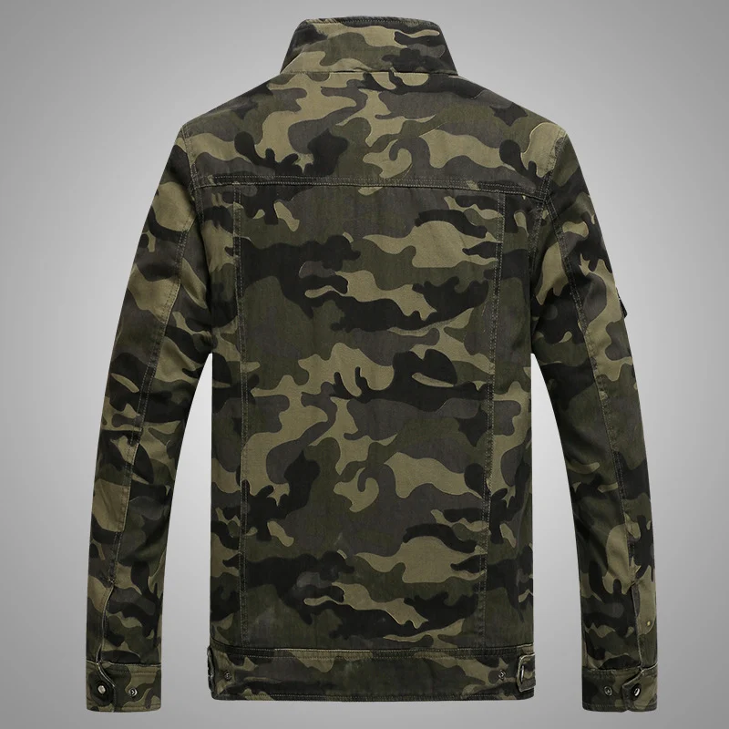 Herren Camouflage-Fieldjacke aus robustem Canvas mit Epauletten, Mehrfach‑Taschen und Stehkragen Nord Taschen