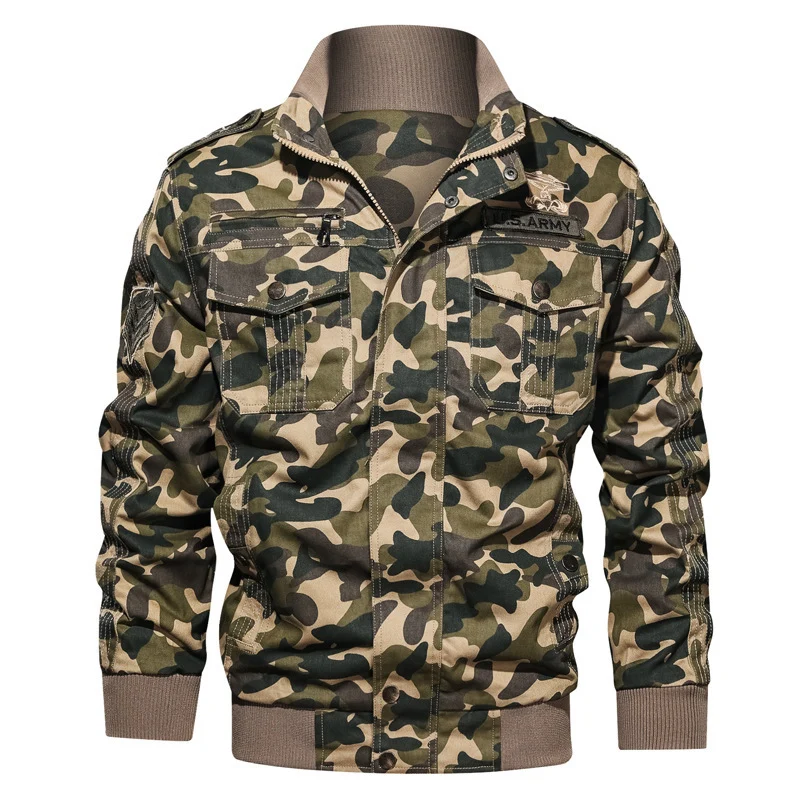 Herren Camouflage-Fieldblouson im Urban-Militärstil mit Rippbündchen und Mehrfach-Taschen Nord Taschen