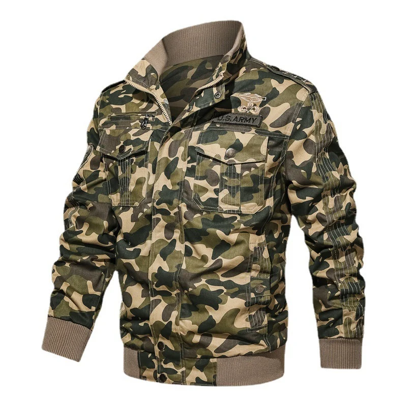 Herren Camouflage-Fieldblouson im Urban-Militärstil mit Rippbündchen und Mehrfach-Taschen Nord Taschen