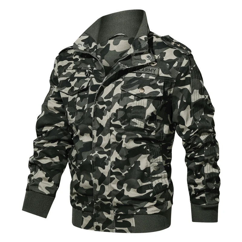 Herren Camouflage-Fieldblouson im Urban-Militärstil mit Rippbündchen und Mehrfach-Taschen Nord Taschen