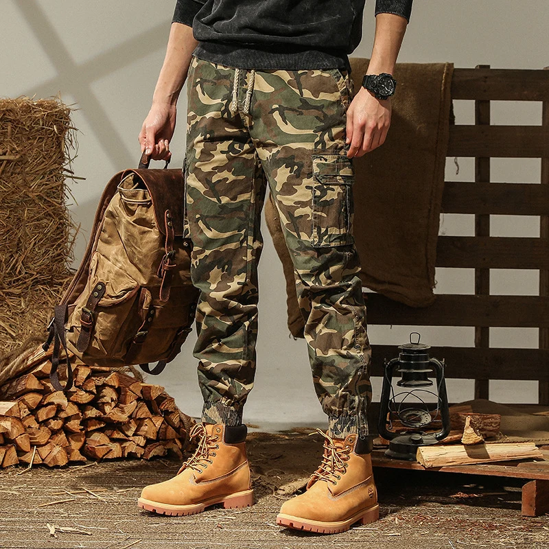 Herren Camouflage Cargo-Joggerhose mit elastischem Kordbund und verstärkten Kniepartien Nord Taschen