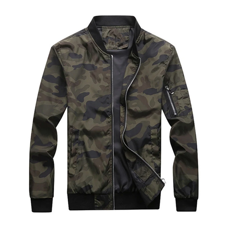 Herren Camouflage-Bomberjacke mit Ärmeltasche, elastischen Bündchen und leichter Windbreaker-Qualität Nord Taschen