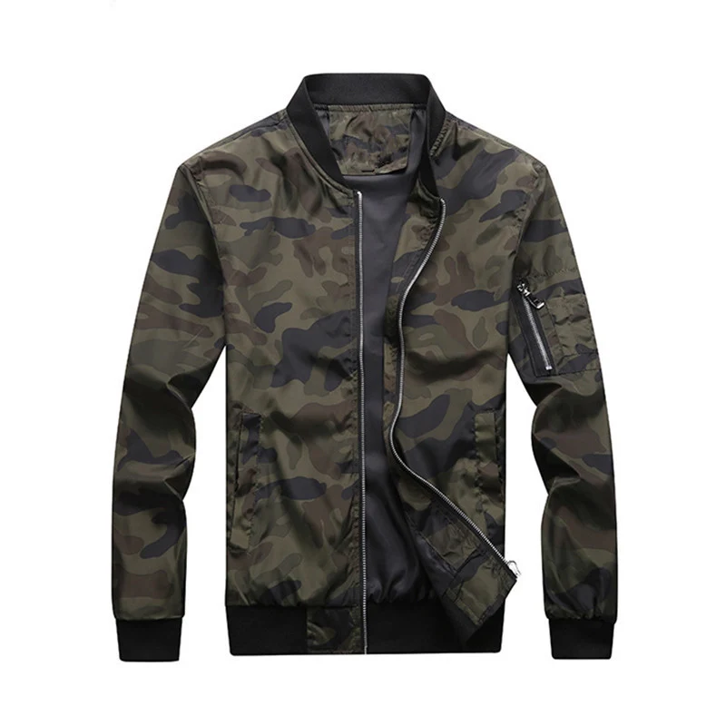 Herren Camouflage-Bomberjacke mit Ärmeltasche, elastischen Bündchen und leichter Windbreaker-Qualität Nord Taschen
