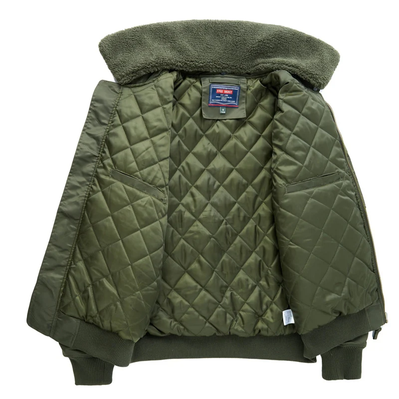 Herren Bomberjacke mit Lammfellkragen und Utility-Taschen Nord Taschen