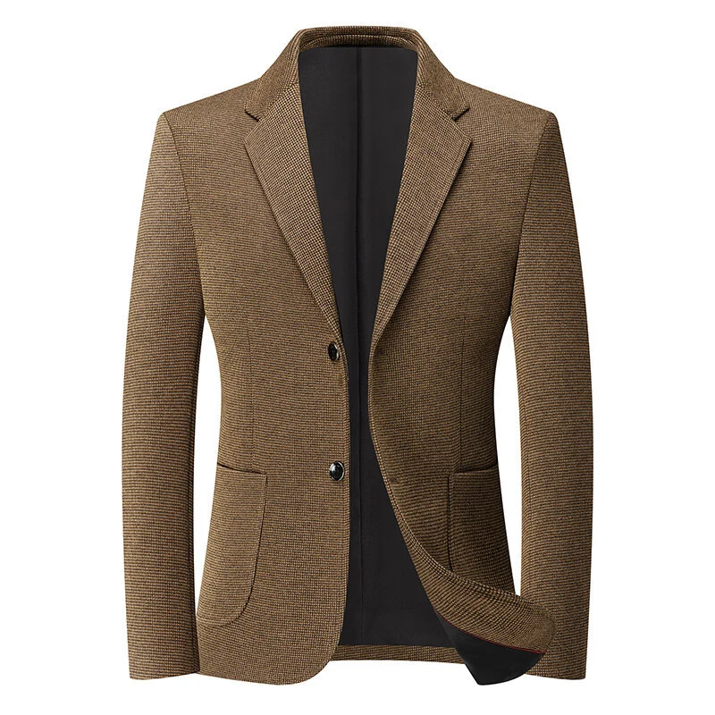 Herren Tailliertes Strickblazer aus Wollmix mit feiner Noppenstruktur und aufgesetzten Taschen Nord Taschen