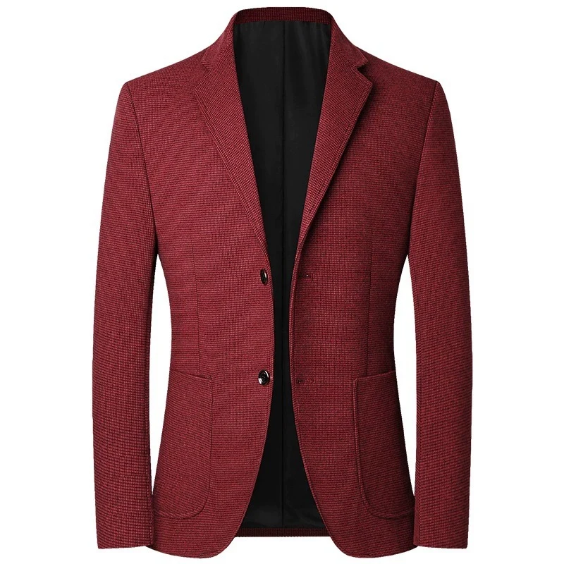 Herren Tailliertes Strickblazer aus Wollmix mit feiner Noppenstruktur und aufgesetzten Taschen Nord Taschen