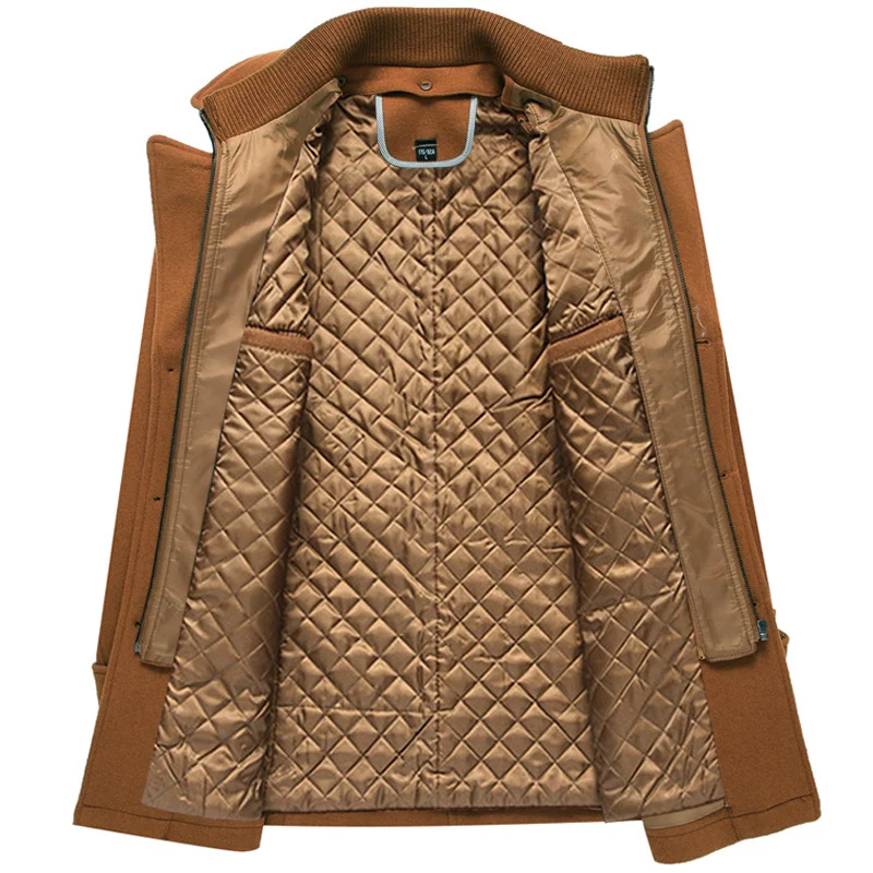Herren Taillierter Kurzmantel aus Wollmix mit herausnehmbarer gesteppter Innenjacke und verdecktem Zwei-Wege-Reißverschluss Nord Taschen