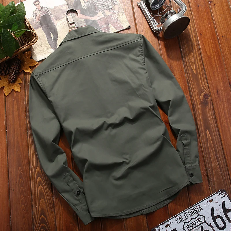 Herren Baumwoll-Utility-Hemdjacke mit Brustpattentaschen und Hemdkragen Nord Taschen