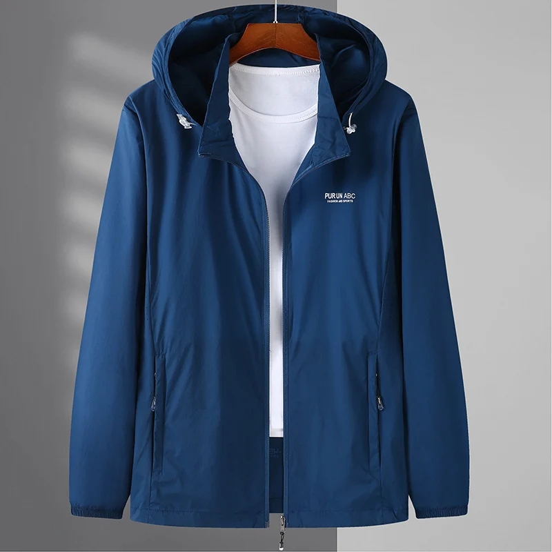 Herren Leichte wasserabweisende Kapuzen-Outdoorjacke mit durchgehendem Reißverschluss und atmungsaktivem Innenfutter Nord Taschen