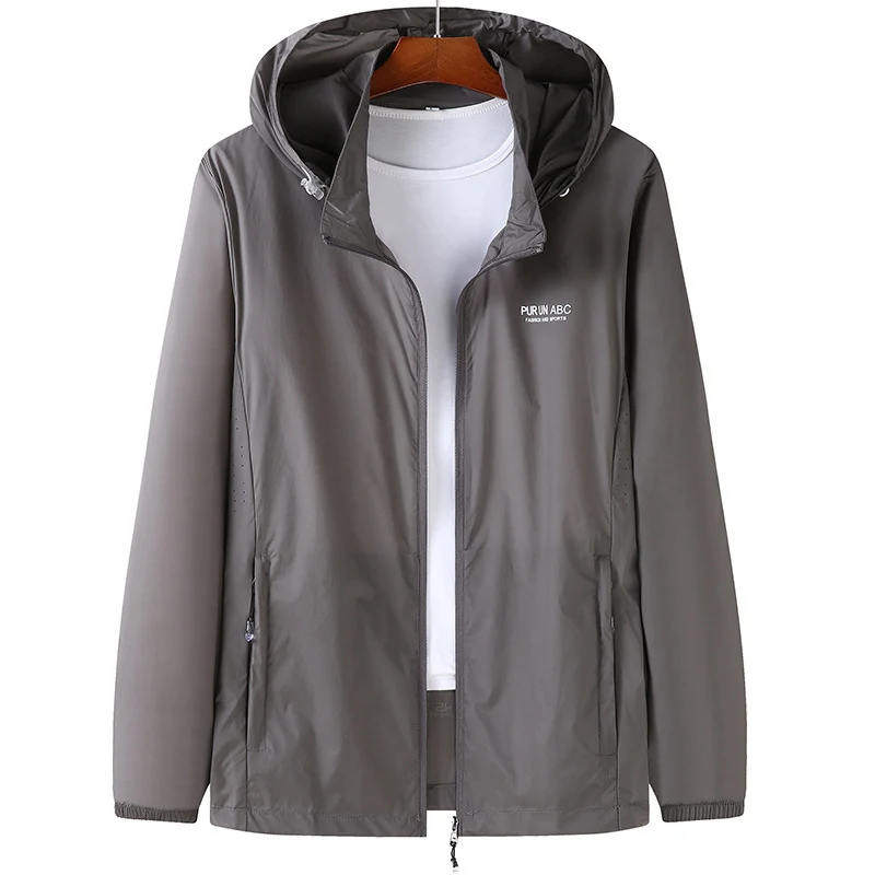 Herren Leichte wasserabweisende Kapuzen-Outdoorjacke mit durchgehendem Reißverschluss und atmungsaktivem Innenfutter Nord Taschen