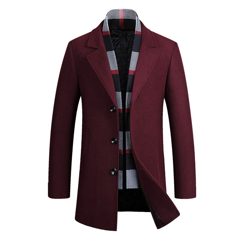Herren Einreihiger Kurzmantel aus Wollmix mit gesteppter Inneneinlage und klassischem Revers Nord Taschen