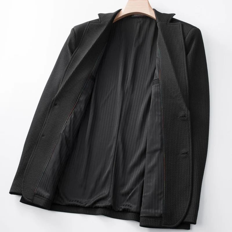 Herren Strukturierter Strickblazer mit Strukturmuster und aufgesetzten Taschen Nord Taschen
