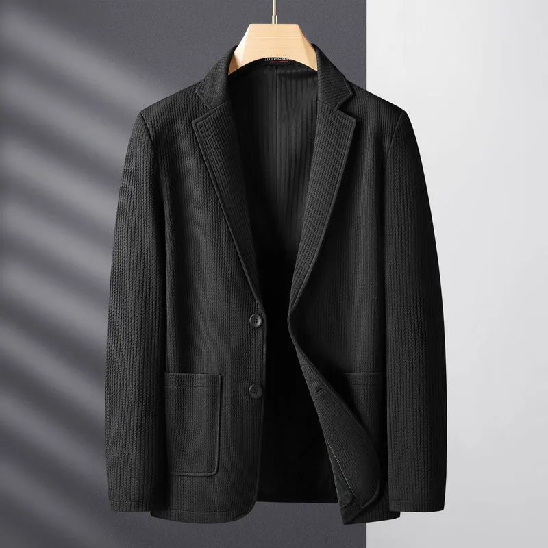 Herren Strukturierter Strickblazer mit Strukturmuster und aufgesetzten Taschen Nord Taschen