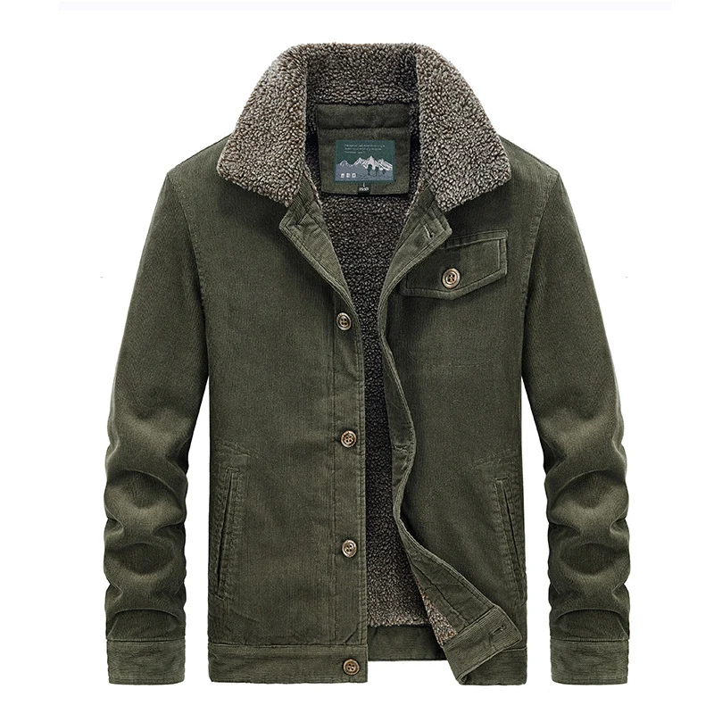Herren Baumwoll-Cordjacke im Worker-Blouson mit wärmender Sherpa-Innenausstattung Nord Taschen