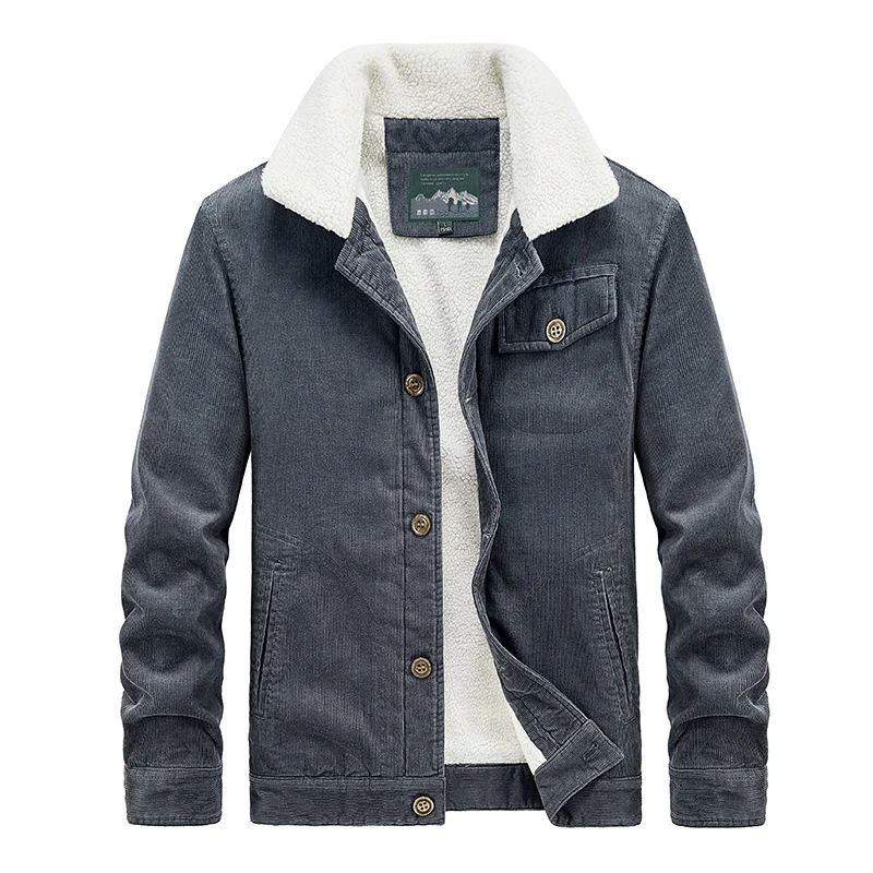 Herren Baumwoll-Cordjacke im Worker-Blouson mit wärmender Sherpa-Innenausstattung Nord Taschen