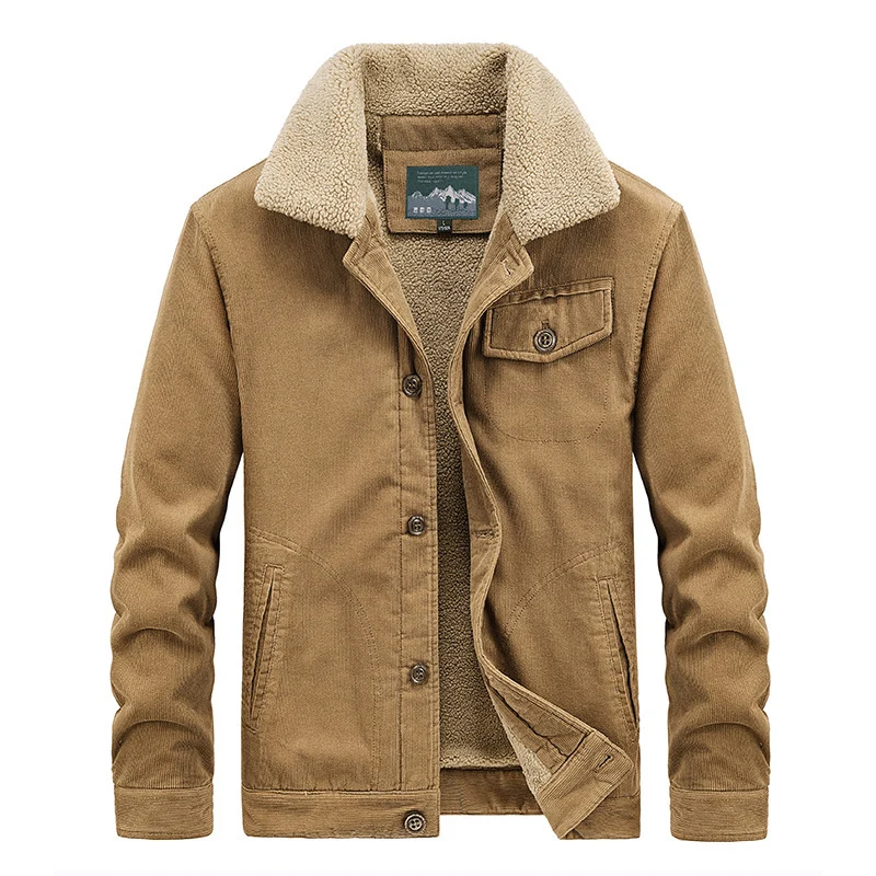 Herren Baumwoll-Cordjacke im Worker-Blouson mit wärmender Sherpa-Innenausstattung Nord Taschen