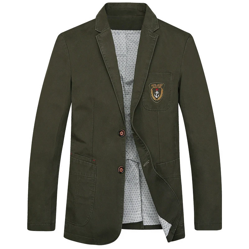 Herren Baumwoll-Blazer im Casual-Worker-Stil mit Brusttasche und Emblem Nord Taschen