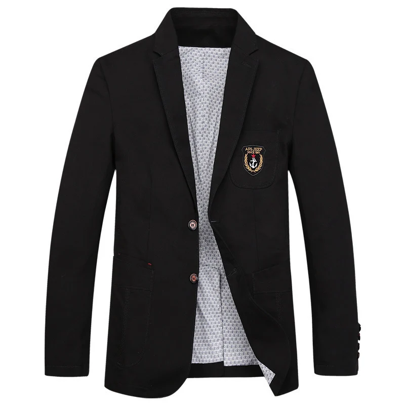 Herren Baumwoll-Blazer im Casual-Worker-Stil mit Brusttasche und Emblem Nord Taschen