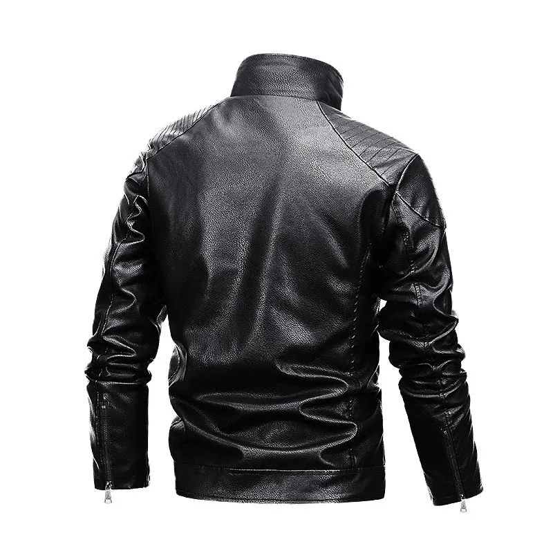 Herren Aviator-Lederoptik-Blouson mit Sherpa‑Kragen und asymmetrischer Doppelreißverschluss Nord Taschen