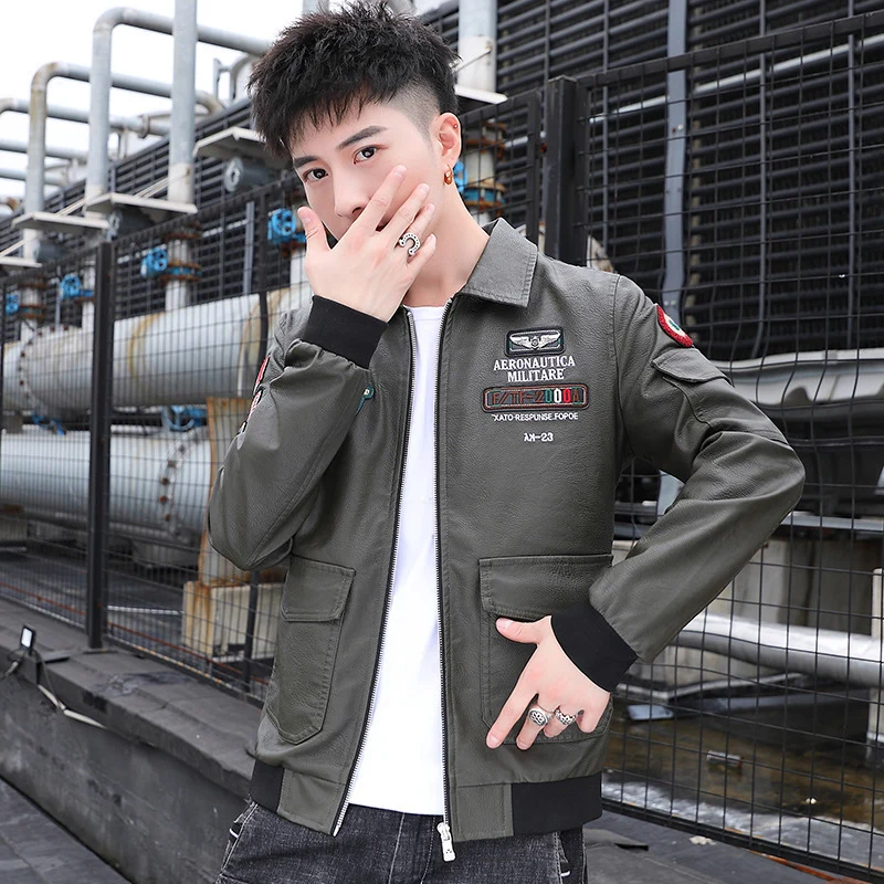 Herren Aviator‑Bomberjacke im Military‑Style mit großem Rückenpatch und Ärmeltasche Nord Taschen