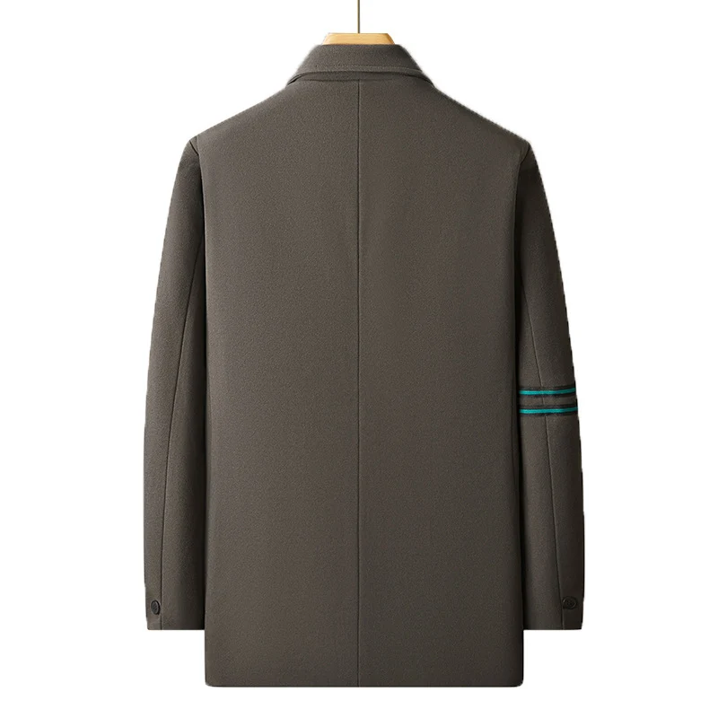 Herren Casual Wollmix-Übergangsmantel mit Revers, Zwei-Knopf-Verschluss und gestreiftem Ärmel-Detail Nord Taschen