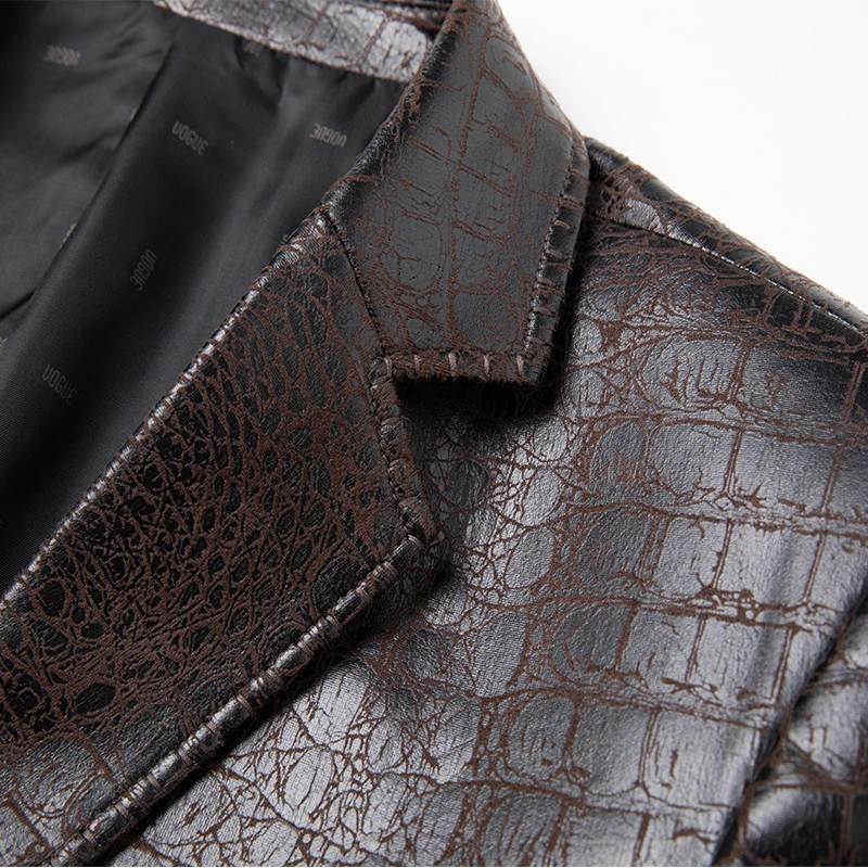 Herren Blazer mit Krokoprägung aus veganem Leder und Zweiknopf-Silhouette Nord Taschen