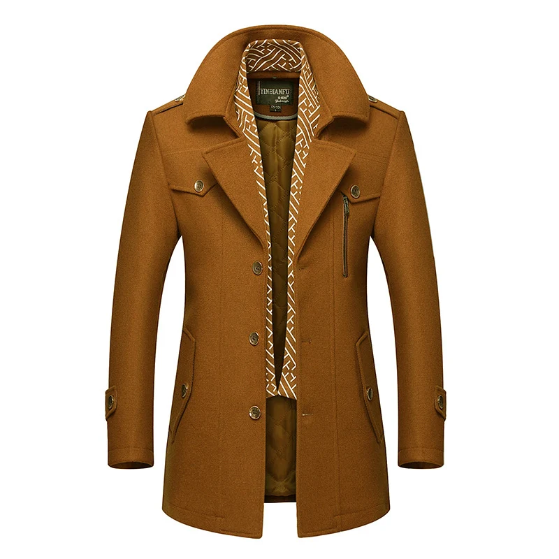 Herren Smart-Casual Wollmix-Mantel mit versteckter gesteppter Innenjacke und Schulterklappen Nord Taschen