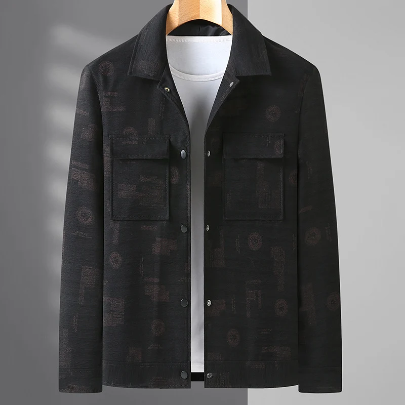 Herren Leichte Hemdjacke mit strukturierter Druckoptik und aufgesetzten Brusttaschen Nord Taschen