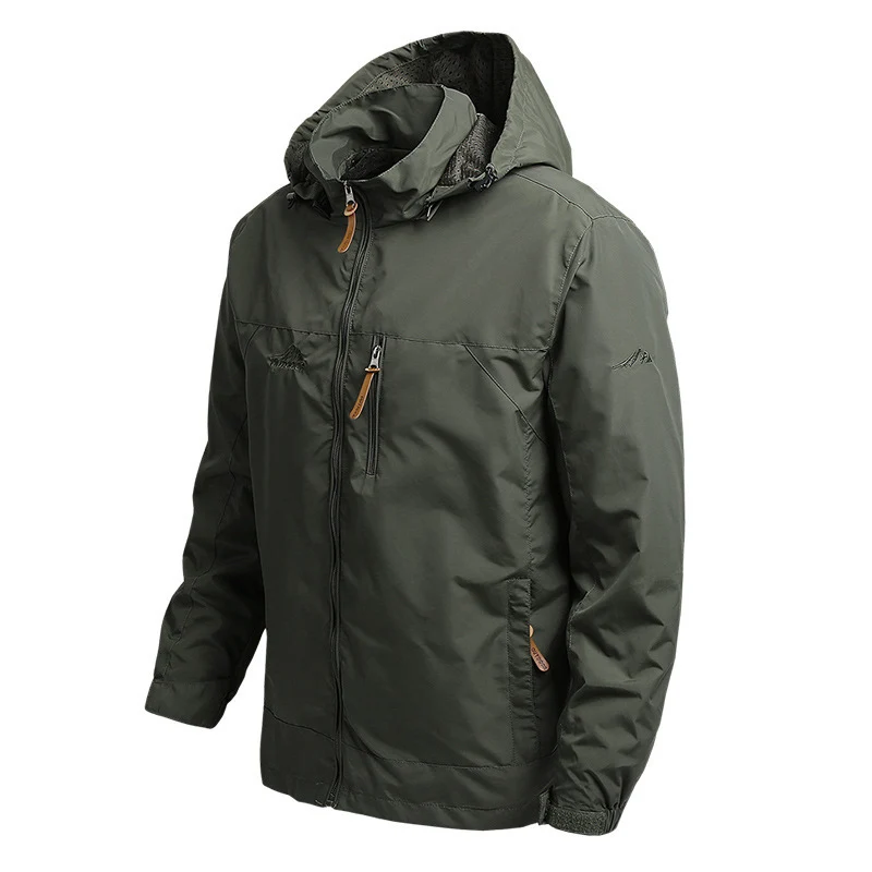 Herren atmungsaktive Softshell‑Trekkingjacke mit Kapuze und Brustreißverschlusstasche Nord Taschen