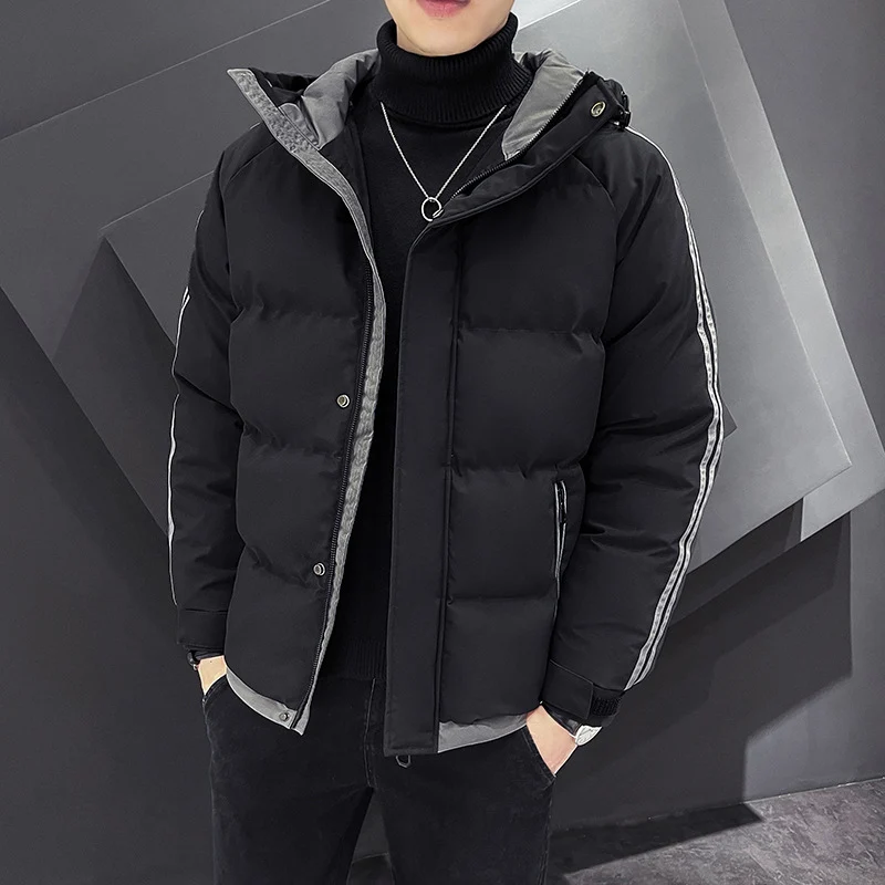 Herren Sportiver Steppparka mit Kapuze, Kontrastblenden und Ärmelstreifen Nord Taschen